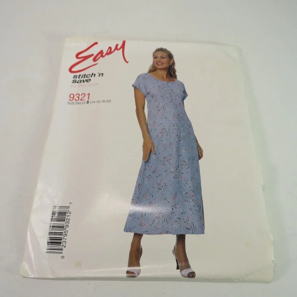 McCall's 9321 sewing pattern UNCUT EASY dress